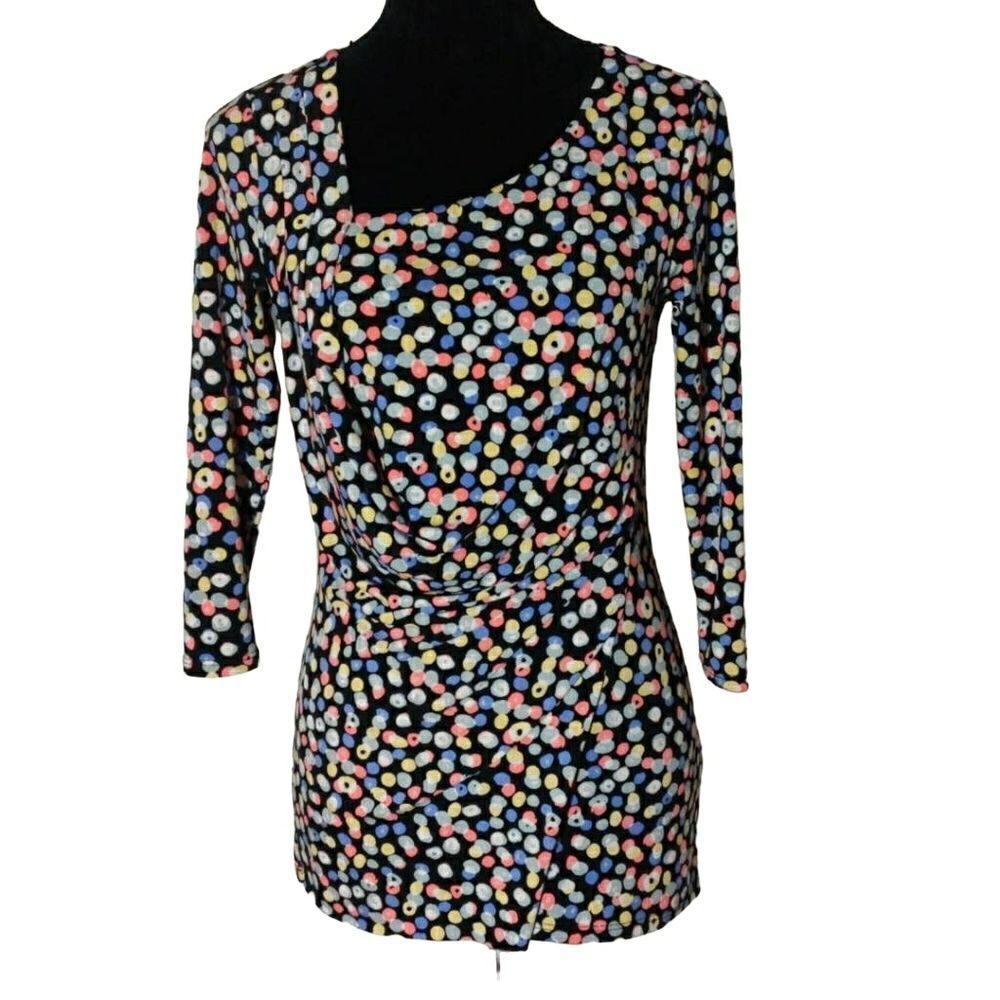 XS Black Abstract Dots Blouse - Vince Camuto
